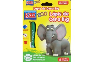 LAPIS DE CERA BIG 6 CORES AQUARELÁVEL KAZ C/ APONTADOR